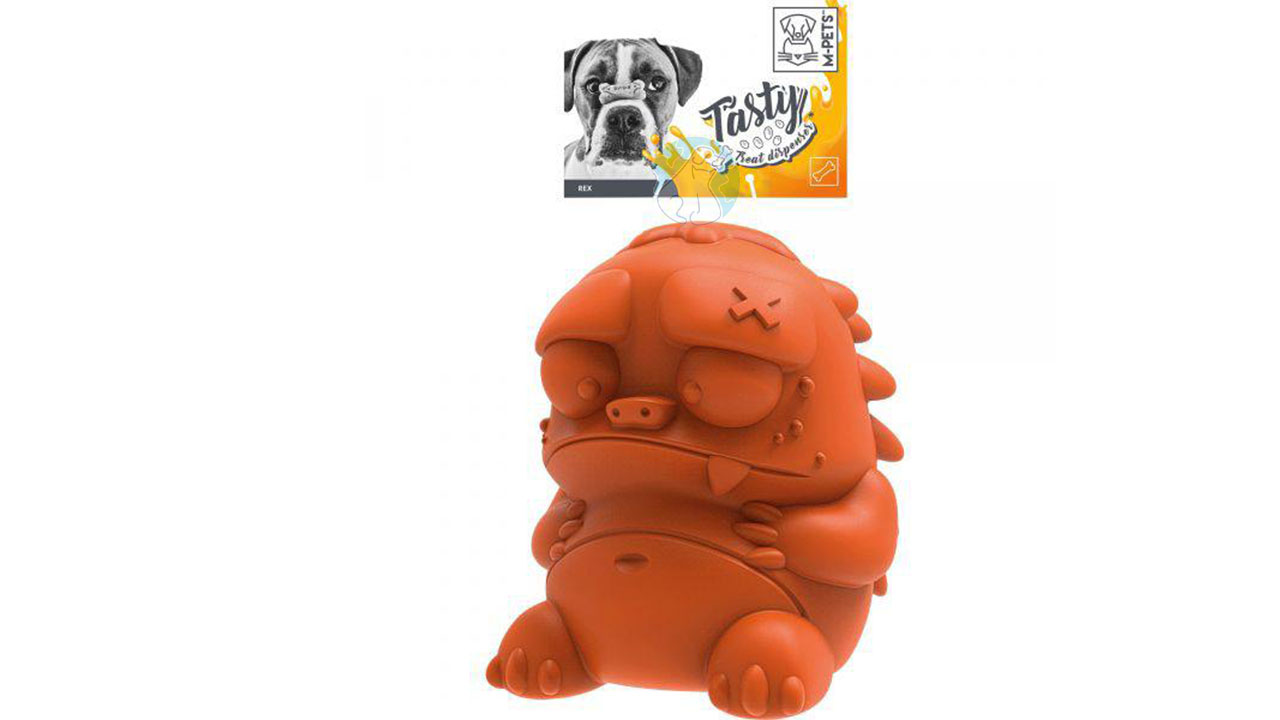 عروسک لاتکس محکم رکس دارای مخزن تشویقی نارنجی Mpets